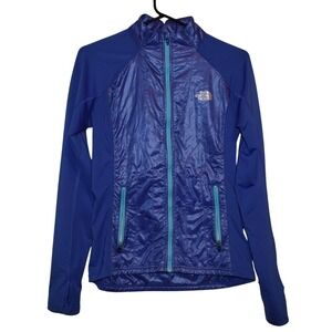 The North Face Hybrid Jacket Womens S Blue Excellent PrimaLoft Full Zip Hiking